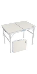 VINGLI 4 Ft Camping Picnic Table Set with 4 Seats with Umbrella Hole Folding Lightweight Suitcase Card Table-220 Lbs Support Aluminum Frame, Plastic RV Tabletop for Barbecue,Travel,Outing,Gathering