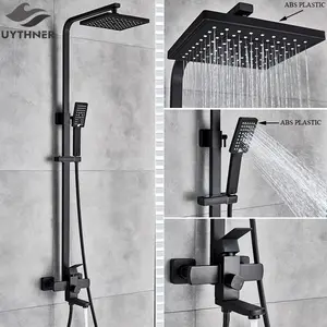 Lue's House Luxury Bathroom Shower Faucet Rainfall Head Bath Faucets Wall Mounted Hand Sprayer Bathtub Tap Shower Mixer Set System