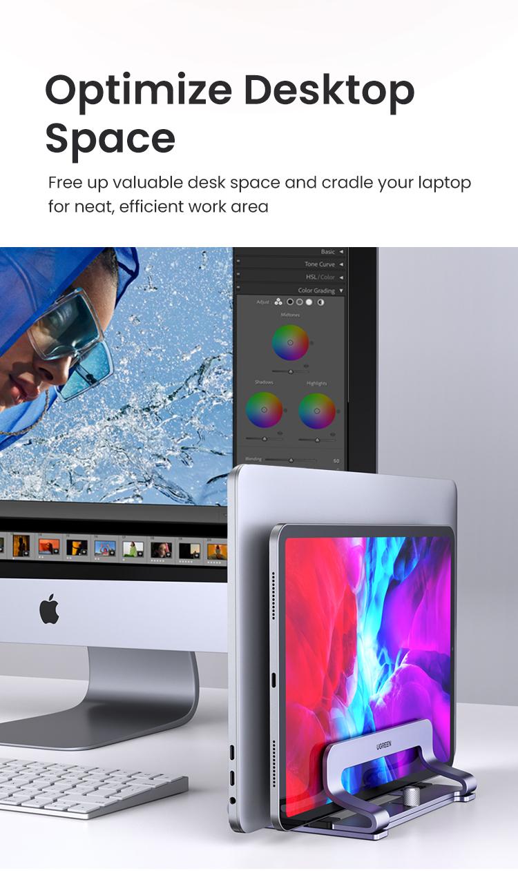 UGREEN Vertical Laptop Stand Holder Desk Single/Dual Aluminum Dock Compatible with MacBook Pro Air Laptop Stand Desktop Adjustable, Lenovo Ideapad, Surface Book, HP Notebook, Dell Chromebook Up to 17.3 Inch-TikTokShopBlackFriday ,TikTokShopHolidayHaul