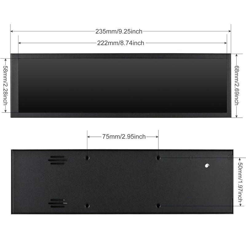 wisecoco 8.8“ Mini Bar Screen Display - Ultra-Wide IPS Panel, Type-C Connectivity, System Monitor for PC and Mac