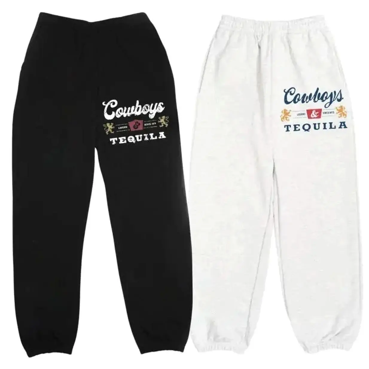 Cowboys & Tequila Graphic Sweatpants, Western Country Joggers, Rodeo Lounge Pants, Unisex Casual Streetwear