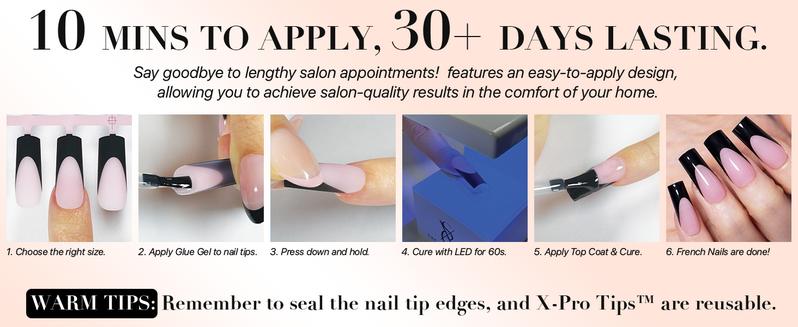 SXC Cosmetics X-Pro Tips French Tip Press on Nails – French Red Edition Starter Kit 150PCS, 15 Sizes, 5 Styles, Beginner-Friendly Red117Kit-M Square