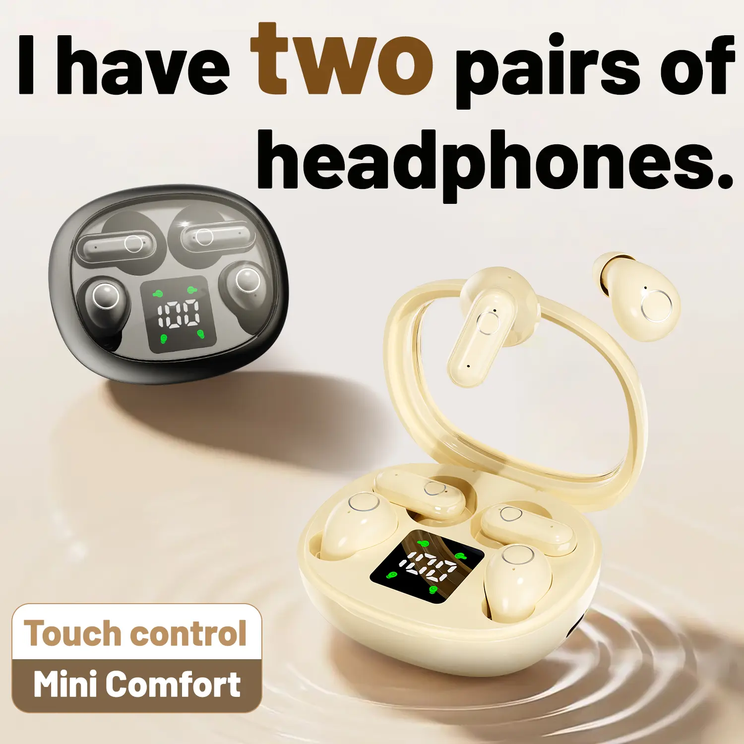 Wireless Bluetooth Headset Tiny Size Invisible Earbuds Sleep and Sports Earphones Set 2 Pairs  Mini and Short Handle Design for Work Sport Sleeping black