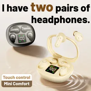 Wireless Bluetooth Headset Tiny Size Invisible Earbuds Sleep and Sports Earphones Set 2 Pairs  Mini and Short Handle Design for Work Sport Sleeping black