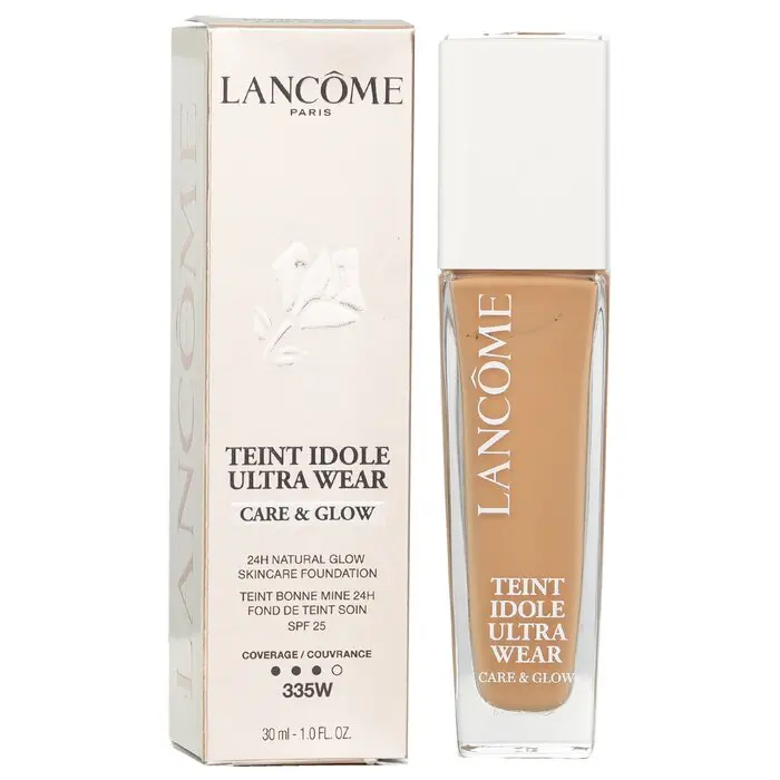 Lancome Teint Idole Ultra Wear Care & Glow Flawless Foundation - #335W, Hydrating Flawless Coverage, Moisturizing Makeup Foundation, SPF Makeup for Sensitive Skin