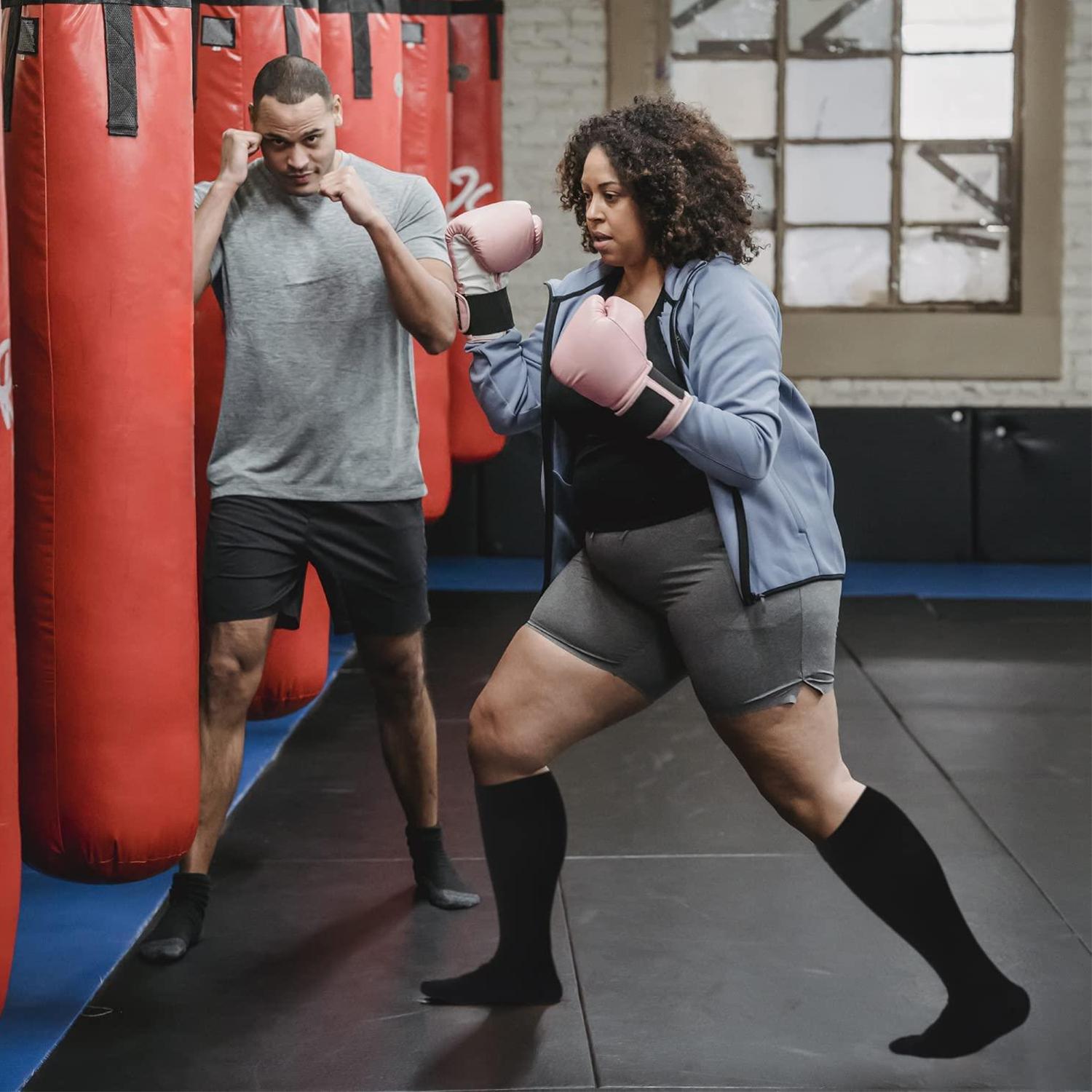 Tinylemon 3 Packs Plus Size Knee High Sports Socks for Women and Men Wide Calf Stockings Compression Leg Work Out Activewear