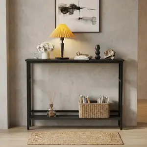 [FLASH SALE] Garvee Slim Console Table 5.9" Narrow Sofa Table, 2 Tier Skinny Console Table with Adjustable Shelf, Slim Behind Couch Table for Living Room, Entryway, Hallway, Foyer - Black