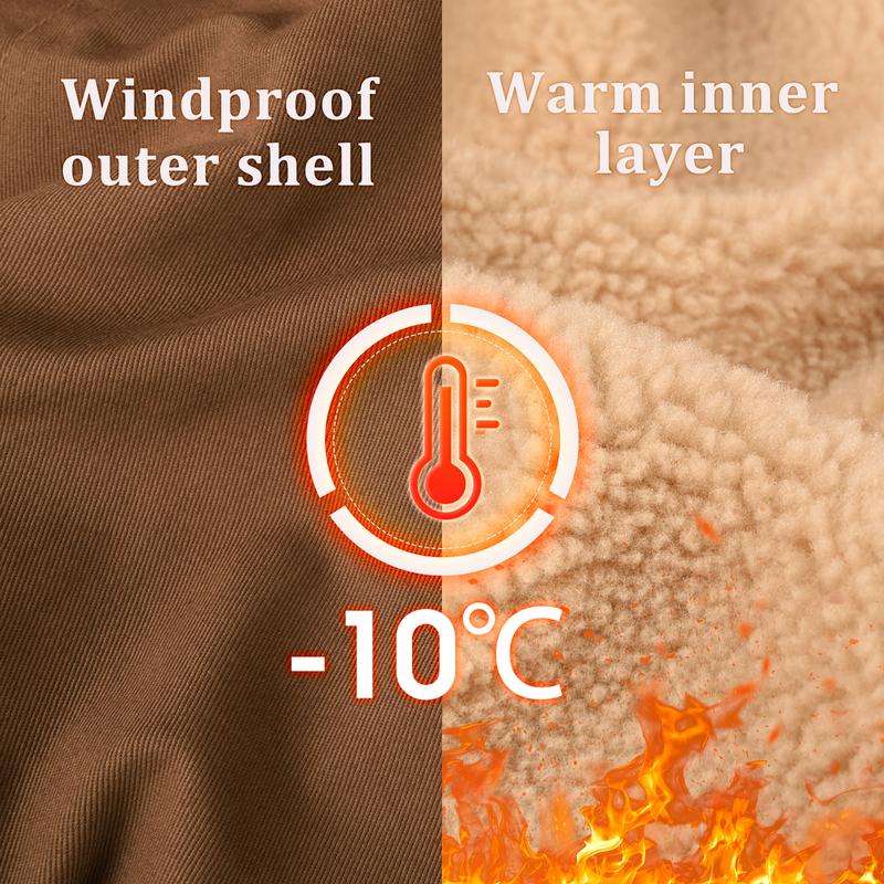 Men's Winter Jacket Sherpa Lined Jacket Warm Trucker Coat Multi Pocket Casual Collared Menswear Tops Cotton Fleece Long Sleeve FallFreshness Khaki Beige Jacket Outdoorfun