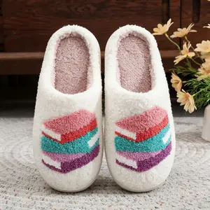 Women'S Soft & Cozy White Book-Shaped Slippers - Ideal Gift for Book Lovers, All-Season Comfort, Hand Washable, Perfect for Relaxing at Home, Book Lover Gift
