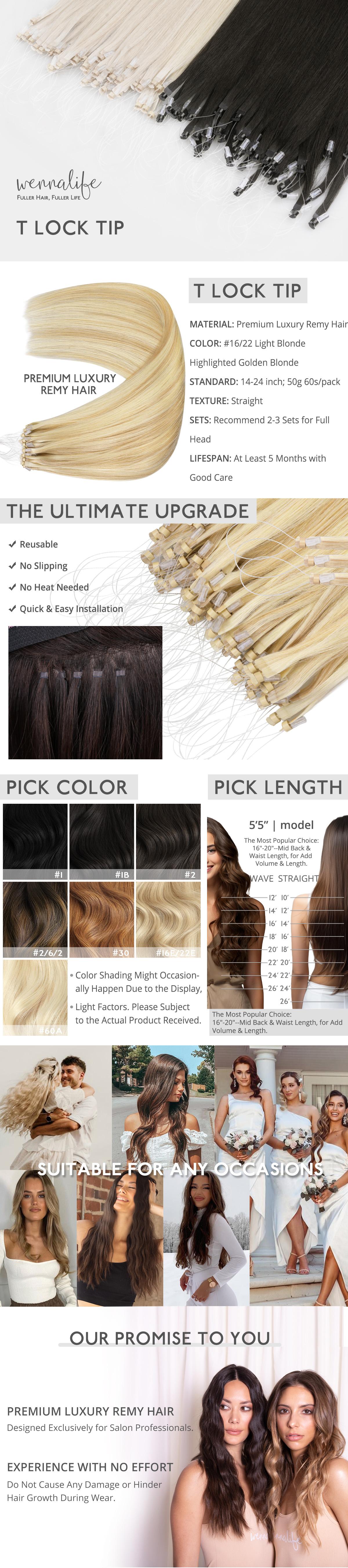 Wennalife T Lock Tip Hair Extensions Real Human Hair 50g 60s 16 Inch to 22 Inch Jet Black Real Human Hair Quality Assurance Invisible Fuller Seamless Remy Hair Natural Easy Soft Silky