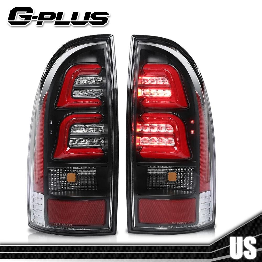 Fit For 05-15 Toyota Tacoma LED Tube Tail Lights Lamps LH+RH, LED Tail Lights Assembly Rear Brake Lamps,Smoky Lens Black Housing Luces Traseras Fit For 2005-2015 Toyota Tacoma US