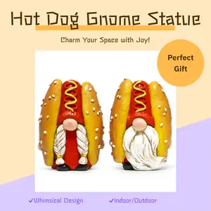Hodao Hot Dog Gnome Decor – Fun Styling for Gardens/Homes | Easy Gift Win