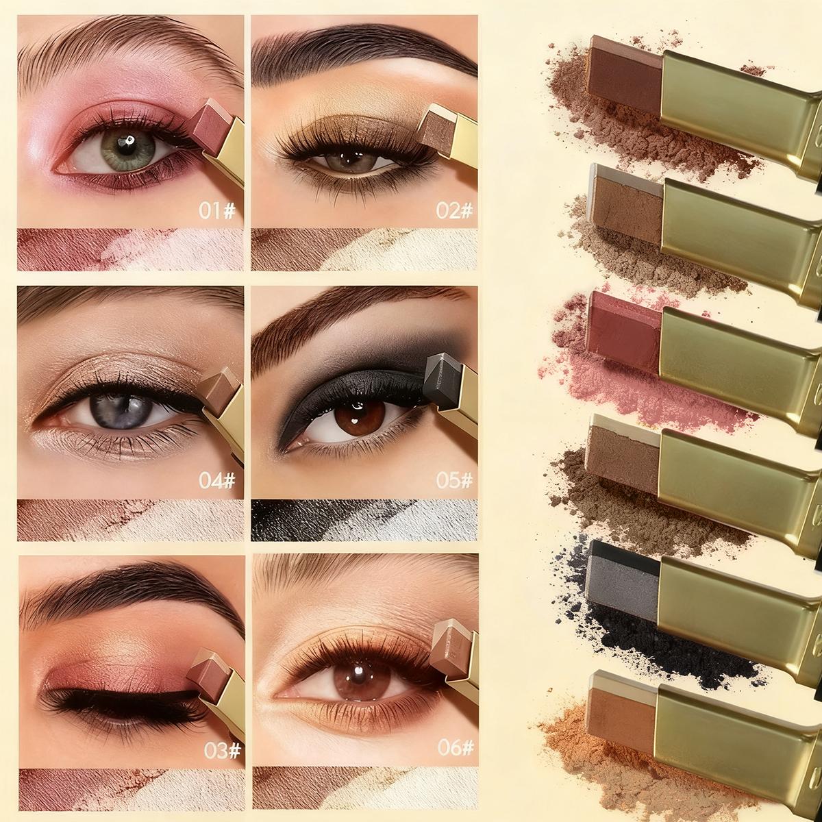 MooGlamor Matte Two Color Eyeshadow Stick Set Long Lasting Makeup Waterproof Highlighter Glossy EyeShadow Pencil Suitable For Beginners Cosmetic