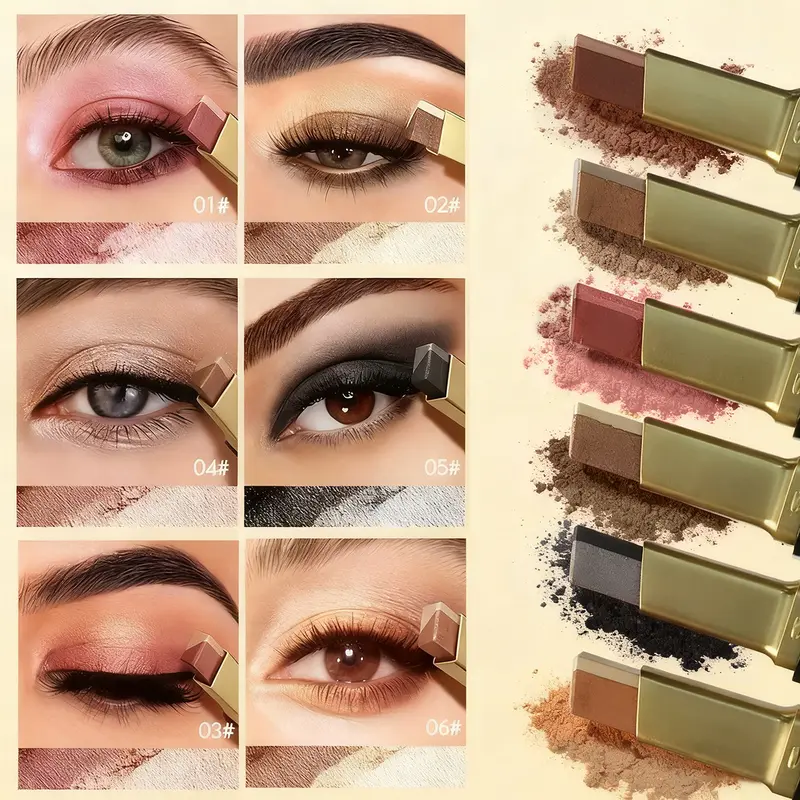 MooGlamor Matte Two-Color Eyeshadow Stick Set Long Lasting Makeup Waterproof Highlighter Glossy EyeShadow Pencil Suitable For Beginners daily Cosmetic use
