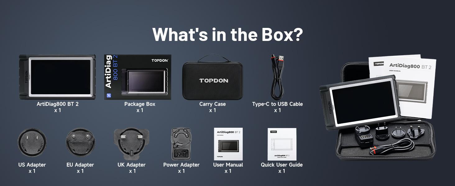 TOPDON AD800BT 2 OBD2 Scanner, 28+ Reset Service All System Automotive Diagnostic Tool, Active Test, FCA Autoauth, CAN-FD, Lifetime Free Update Bidirectional Scan Tool TOPDON AD800BT 2 OBD2 Scanner, 28+ Reset Service All System Automotive Diagnostic Tool, Active Test, FCA Autoauth, CAN-FD, Lifetime Free Update Bidirectional Scan Tool