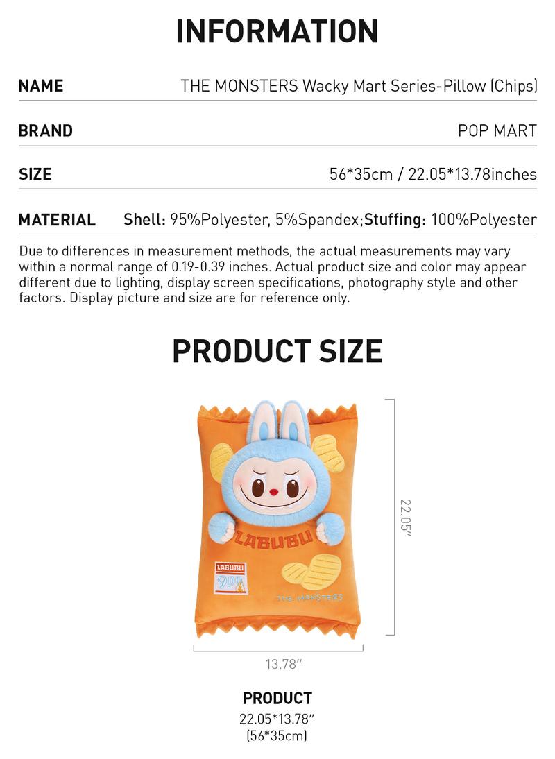 POP MART THE MONSTERS Wacky Mart Series-Pillow (Chips), Labubu Collectible Toys, Valentine’s Day Gifts