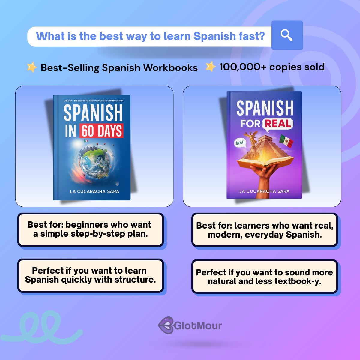Spanish Workbook Set - 2 Book Bundle: Spanish in 60 Days + Spanish For Real