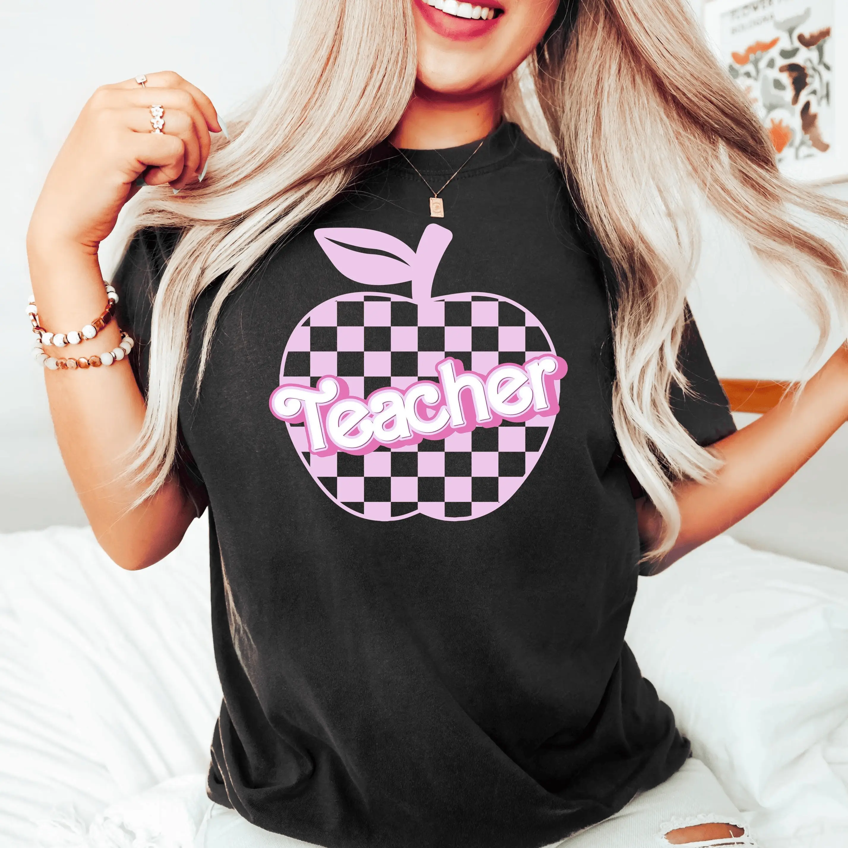 Checkered Teacher Shirt for Women, Primary School Teacher Shirt, Back To School Shirt for Teachers, Teacher Shirt, Teacher Gift for Her Cotton T-Shirt