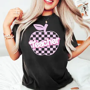 Checkered Teacher Shirt for Women, Primary School Teacher Shirt, Back To School Shirt for Teachers, Teacher Shirt, Teacher Gift for Her Cotton T-Shirt
