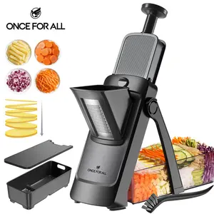 【 Once For All 】Upgrade Safe Mandoline Slicer Plus, Vegetable Chopper, Potato Slicer, Food Slicer Onion Chopper, Fry Cutter, Veggie Salad Dicer Kitchen Chopping Artifact Gifts (Black))