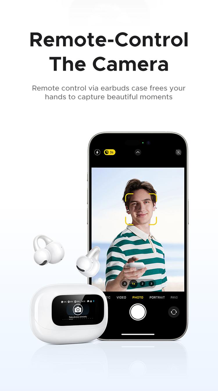 UGREEN S6 Magic Clip-on Design Wireless Earphones, Built-in Mic High-quality Sound Earbuds, with LCD Screen Display, 30H Long Playtime Touch Headphones-TikTokShopBlackFriday ,TikTokShopJumpstartSale