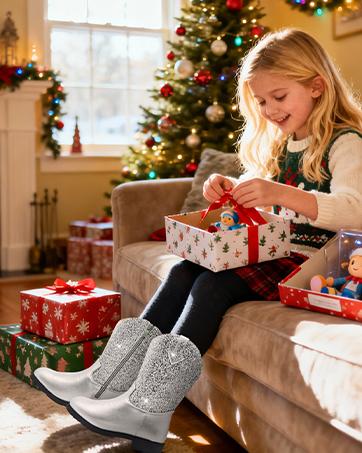 Sparkly Girls Cowgirl Boots Glitter Cowboy Dress Boots for Little to Big Kid Mid Calf Round Toe Birthday Horse Riding Pu Handles Celebrations Sparkly Girls Cowgirl Boots Glitter Cowboy Dress Boots for Little to Big Kid Mid Calf Round Toe Birthday Horse Riding Pu Handles Celebrations