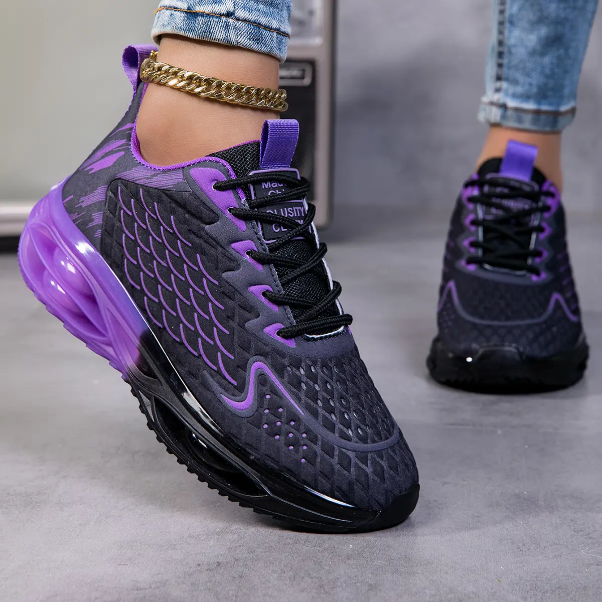 2026 Women's new sports comfortable breathable natural air cushion shoes, anti slip and wear-resistant mesh lightweight gym exercise, all season lace up shock-absorbing low top shoes, fashionable and versatile outdoor sports