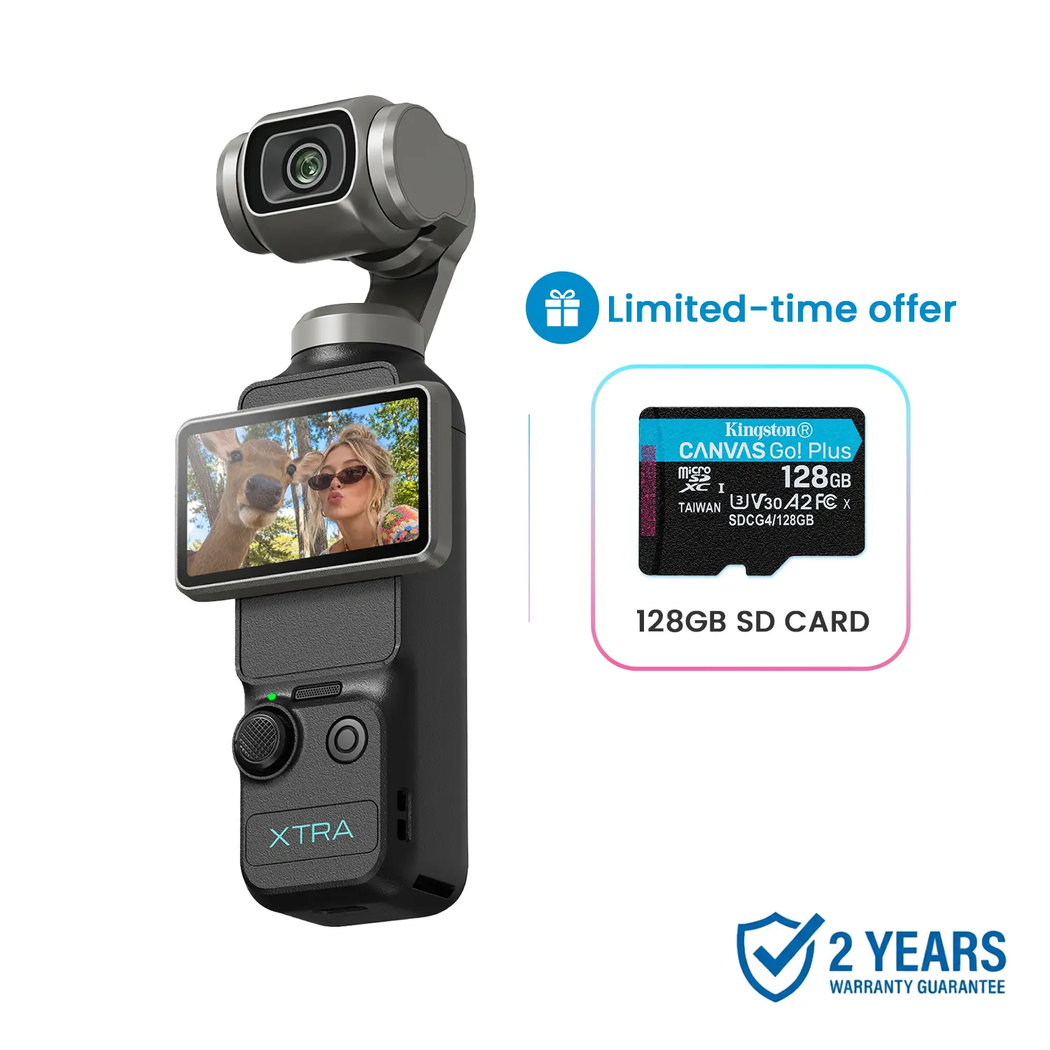 Xtra Muse Vlogging Camera with 1'' CMOS 4K/120fps Videos 3-Axis Gimbal Stabilizer Fast Focusing Face/Object Tracking Portable Handycam Camcorder