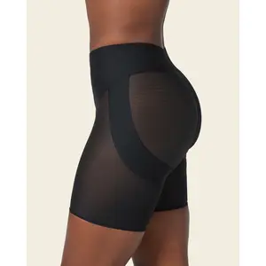 Leonisa PowerUp Firm Compression Butt Lifter Shaper Short with Ruched Center Seam & MagicUp Bands for Shapewear