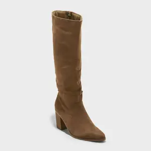 Women's Junie Tall Boots - Universal Thread Taupe 10: Knee High, Zipper Closure, Block Heel