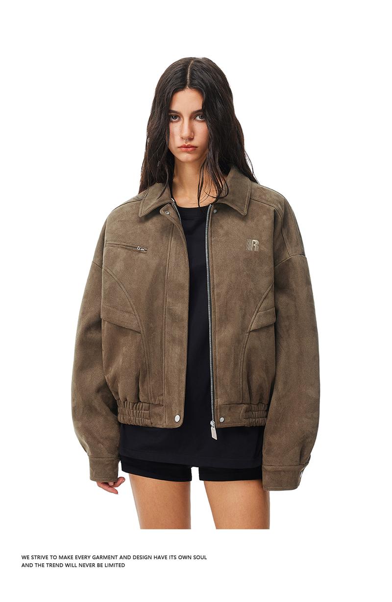 Barn Jacket with Detachable Leopard Collar FDR Unisex Plain Casual Minimalist Loose Fit Women's Coat Pu Patchwork Trendy Outerwear for Daily Wear Heavyweight Zipper Short Tops Womenswear #valentinesday #tiktokshopjumpstartsale #valentinesdaygift