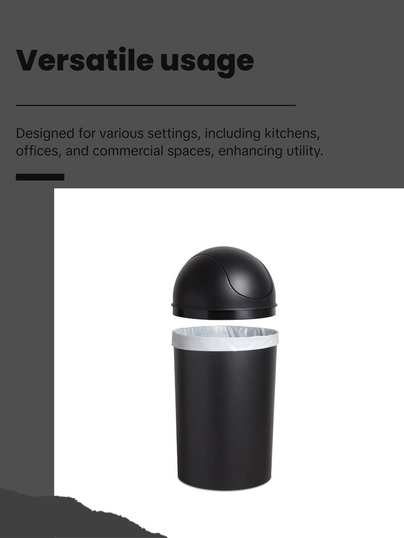 Umbra Grand Trash Can, 10-Gallon Swing-Top Kitchen Trash Bin with Lid, Durable for Home & Office - 1 Pack Bin Box