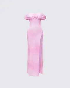 Maela Pink Diamanté Maxi Dress
