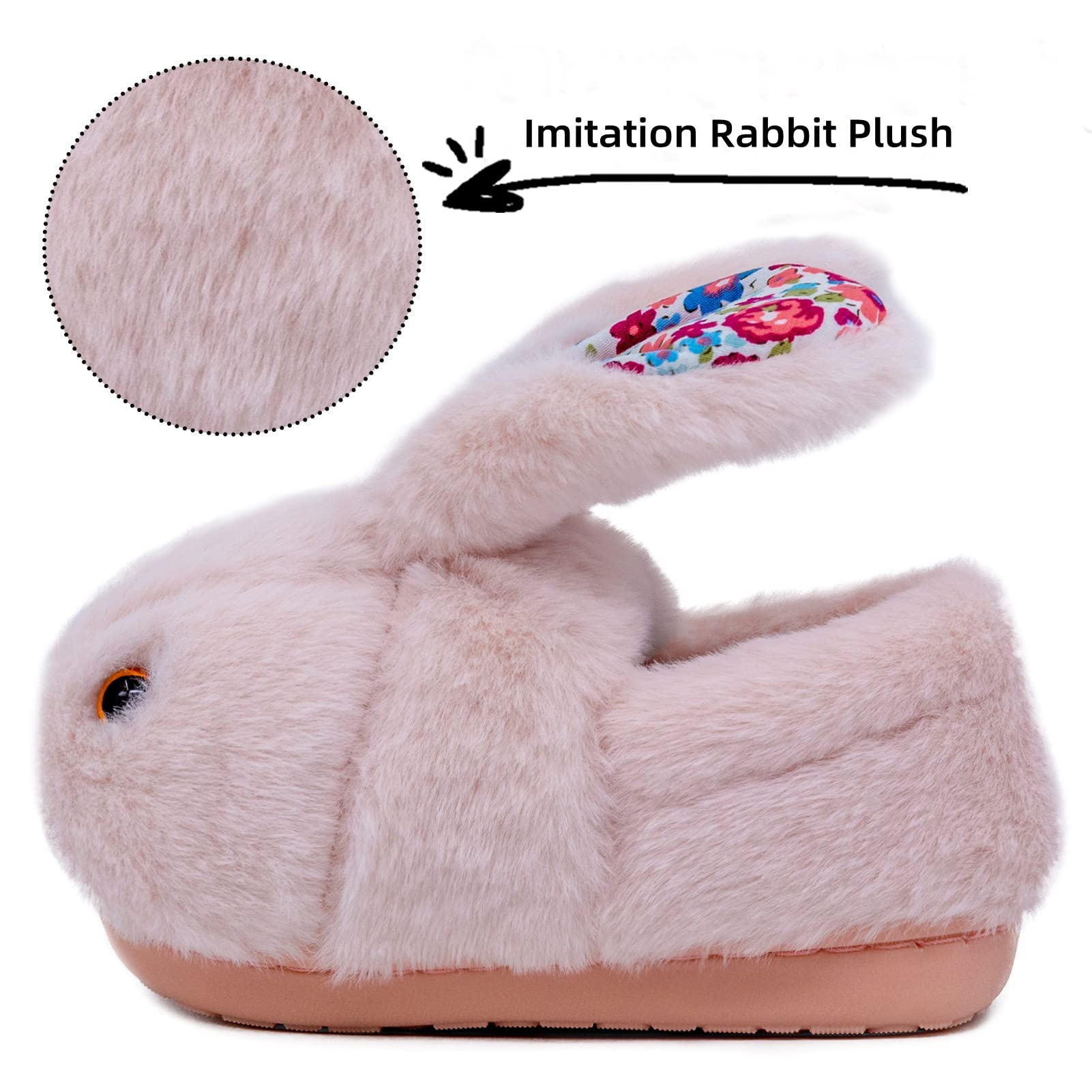 rosyclo Toddler & Kids Bunny Plush Slippers Adorable Fuzzy Design with Warm Lining Non-Slip Rubber Sole Cozy Indoor Winter Rabbit House Shoes for Girls & Boys Children