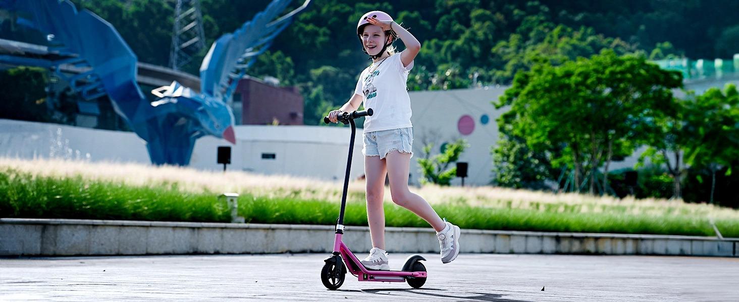 【Kids Love It!】Kids Electric Scooter with LED Display, ‎6' Solid Tires, 10MPH, 150W Motor, 154lbs Max Load, Electric Kids Scooterwith LED Display for Kids Ages 6-14