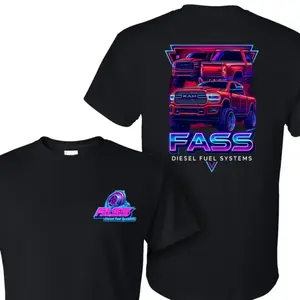 FASS Diesel Fuel Systems T-Shirt, 2 Sides Print Neon Diesel Truck Performance Graphic Tee, Soft Cotton Blend Unisex T Shirt, Street Wear Graphic Tee, Summer Outfit Gift for Diesel Truck Fans