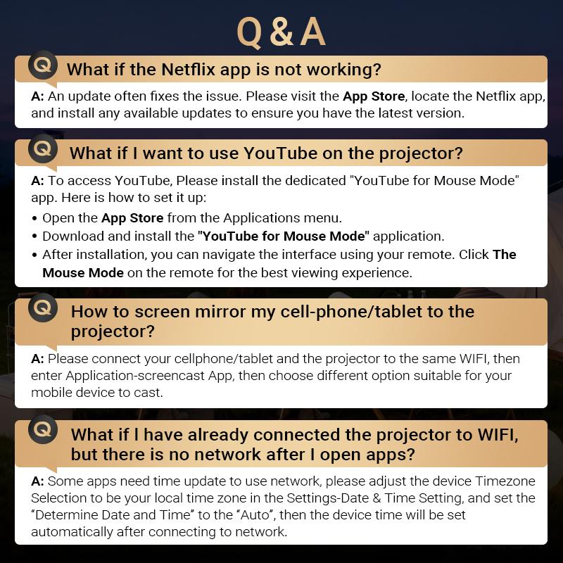 HY300Pro+ Outdoor Portable Projector Mini 4K Decoding Projector with 5G WiFi 6 & BT 5.0 720P Full HD 160 ANSI Lumens Portable Home Theater for Android Audio Bluetooth Game