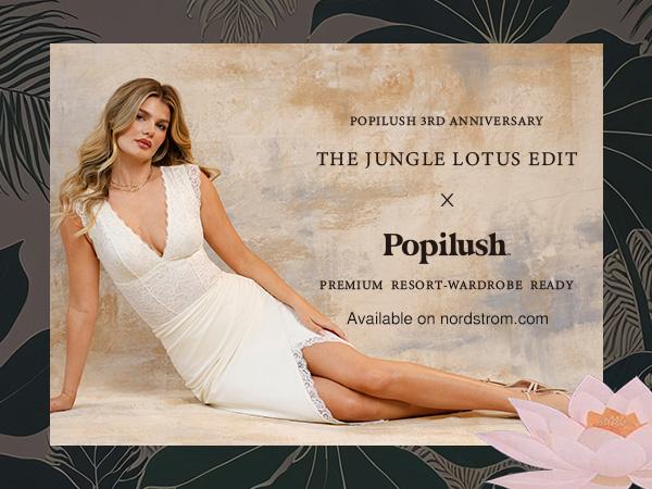 Popilush Lace Built-in Shapewear Deep V-Neck Bodysuit Detachable Skirt Tummy Control Adjustable Womenswear Vneck