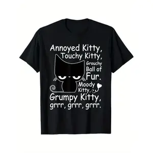 100% Cotton Angry Cat Kitten Lover Funny Attitude Fur Pet Owner T-Shirt