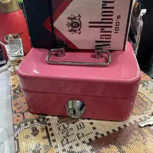 Mini Metal Key-Lock Money-Saving Storage Box with Keys, 1-Count Portable Coin Deposit Cash Box with Handle, Universal Money Box and Small Security Safe for Room or Home Décor #GLOBAL PICKS