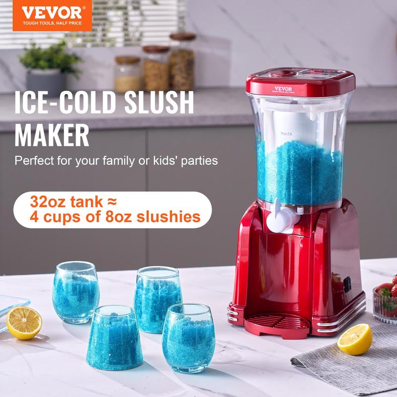 VEVOR Slushy Machine for Home, TikTokShopBlackFriday, 32oz Tank Home-use Margarita Machine, Smoothie Frozen Drink Maker with Food-grade Materials, Slushie Machine for Home DIY, Kids Parties, Red