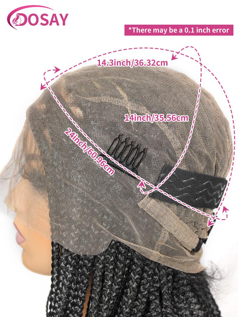 Triangle Box Braided Wigs 26 Inch Synthetic Full Lace Wig Handmade Knotless Box Braids With Baby Hair For Black Women
