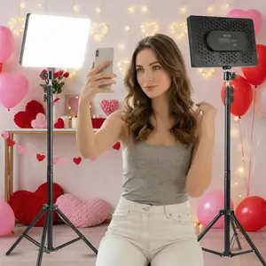 Portable Selfie Light with Tripod Stand - Dimmable LED Lighting for Video Conferences & Content Creation - Perfect for YouTube/TikTok Live Streaming - New Year's & Valentine's Day Essential SuperBowl