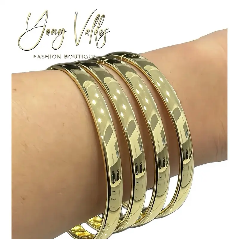 Gold Open Bangle Bracelets Unisex 5mm