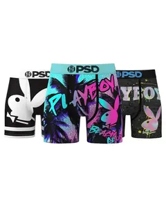 PSD Underwear Men's Playboy Essentials Mid Length Boxer Briefs 3-Pack