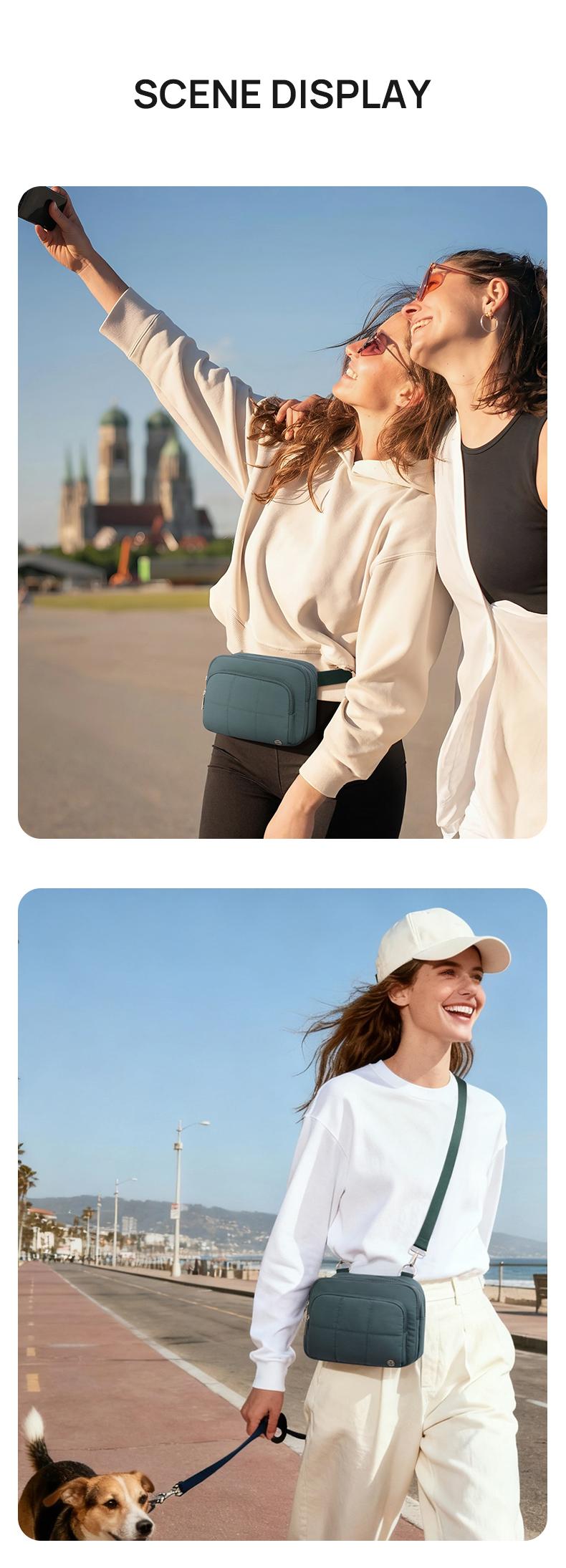 Telena 3-Zip RFID Blocking Fashion Multi-Compartment Puffer Bag Women's Crossbody Bag  Machine Washable Waterproof and Abrasion-Resistant Mom's travel bag,Travel crossbody bag Sports and outdoor crossbody bag