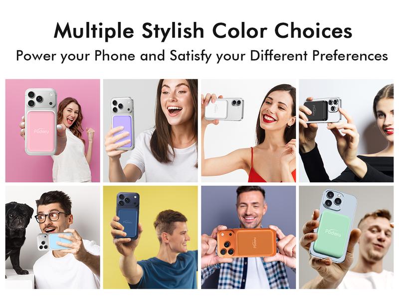 Podoru for MagSafe Battery Pack, 5000mAh Magnetic Power Bank Fast Charging Wireless Portable Charger for iPhone 17/16/15/14/13/12/ All Series