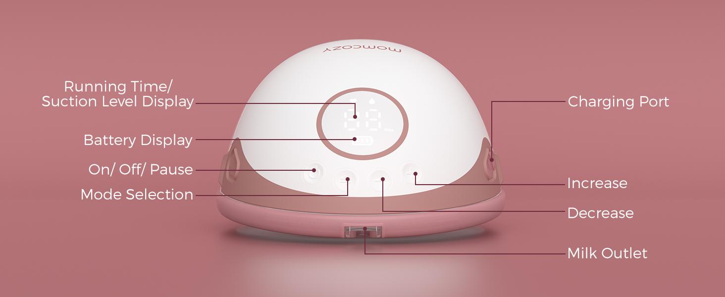 Momcozy  Hands-Free Mobile Breast Pump | M6, Wearable Breast Pump, Ideal Rhythm, DoubleFit Flange, Better Fit, More Discreet, 3 Modes and 9 Levels, 24mm - 2 Pack Comfort Red