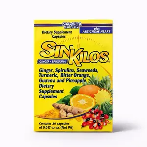 SinKilos Ginger & Spirulina Herbal Formula – 30 Capsules with Turmeric, Seaweeds, Guarana & Pineapple – Daily Wellness Supplement