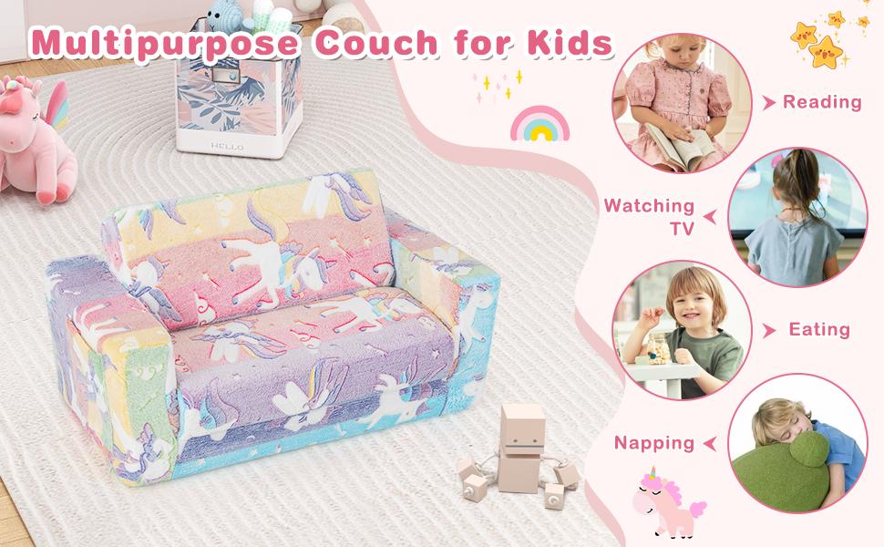 Costzon Modular Play Couch, Glow in the Dark, Comfy Foam and Floor Cushion, Convertible Children Fold Out Play Foam for Playroom Father's Day Gift